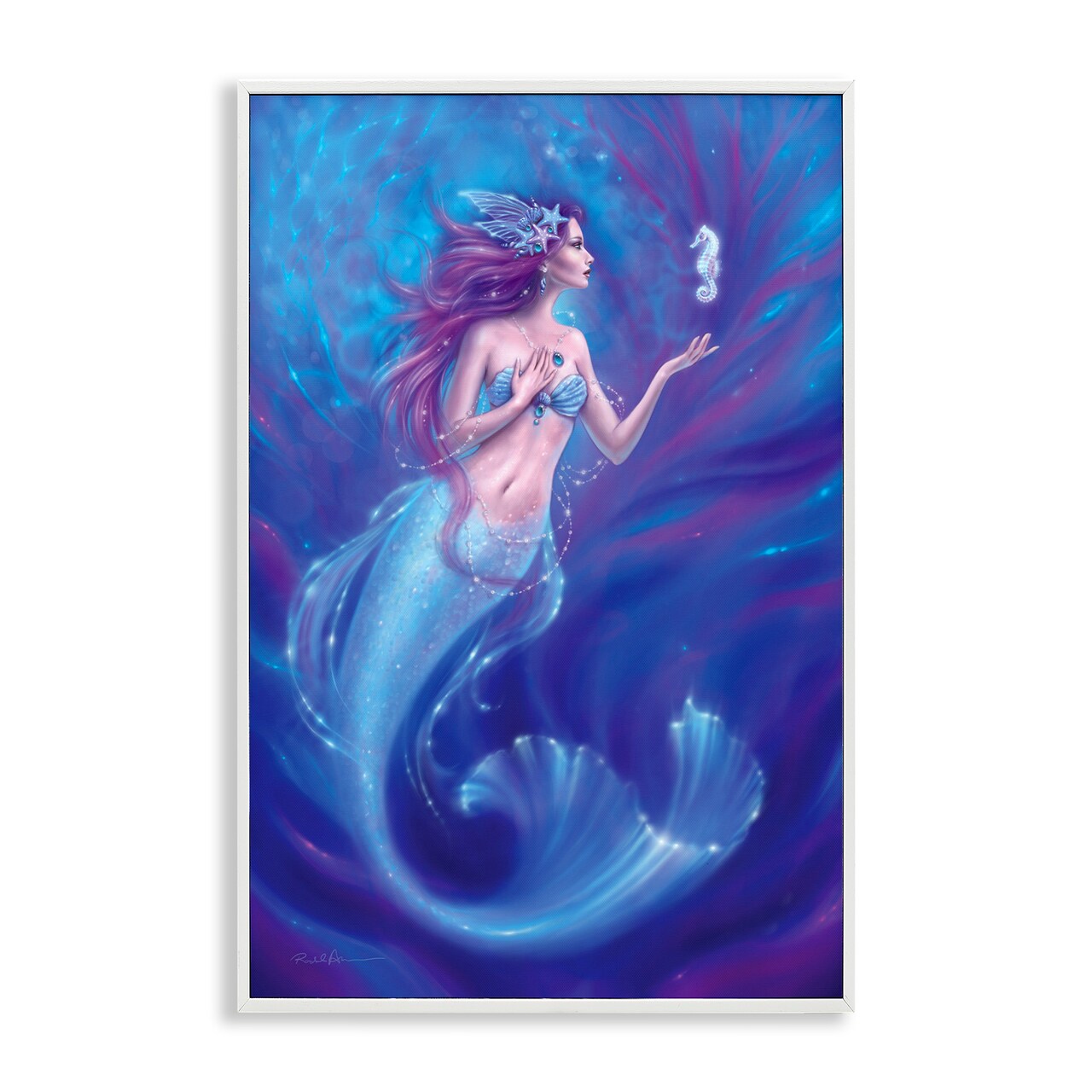 Stupell Industries Jewel Bedecked Mermaid & Seahorse Framed Giclee, design by Rachel Anderson